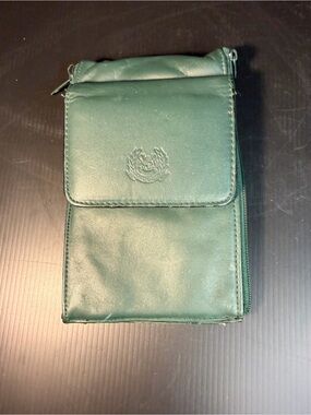 Belle Rose vintage green leather crossbody organizer bag 1985-1995